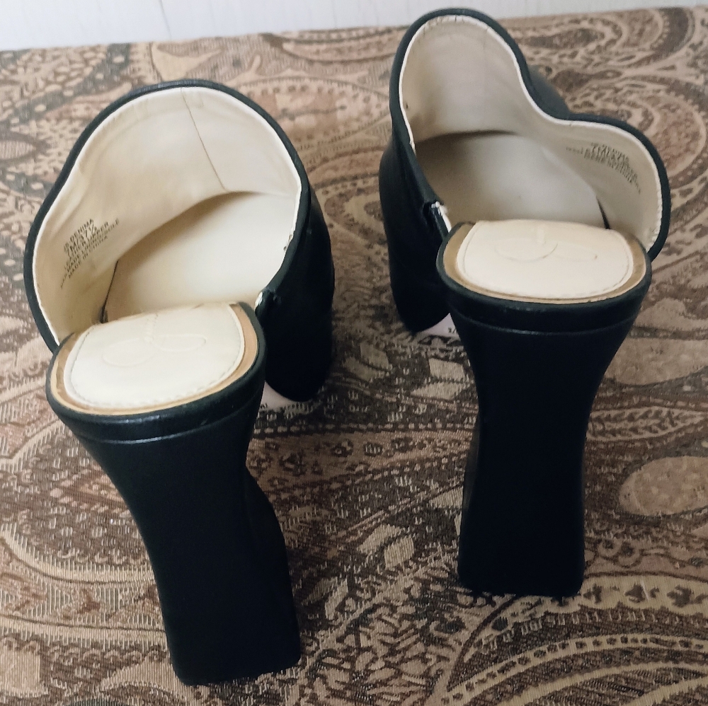 Jessica Simpson Denima Black Leather Platform Slip-On Mules Women's Size 7M - Picture 8 of 12